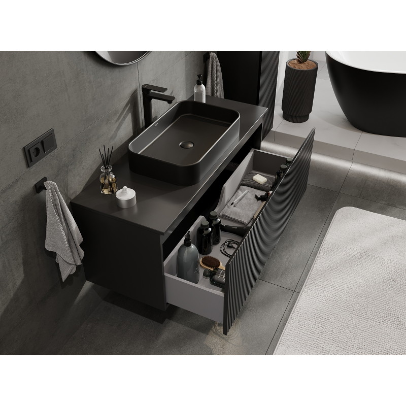 Mexen Rivel vannitoakapp valamu alla 120 cm, 1 sahtel, sooniline, must matt - 91A20-12047-1-BF71