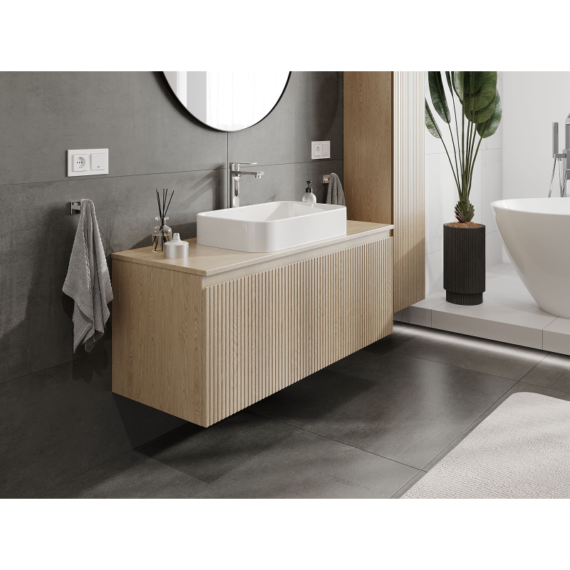 Mexen Rivel mobile da bagno sotto lavabo 120 cm, 1 cassetto, scanalato, rovere - 91A20-12047-1-BF81