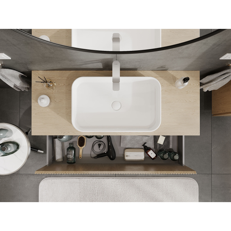 Mexen Rivel mueble de baño bajo lavabo 120 cm, 1 cajón, estriado, roble - 91A20-12047-1-BF81