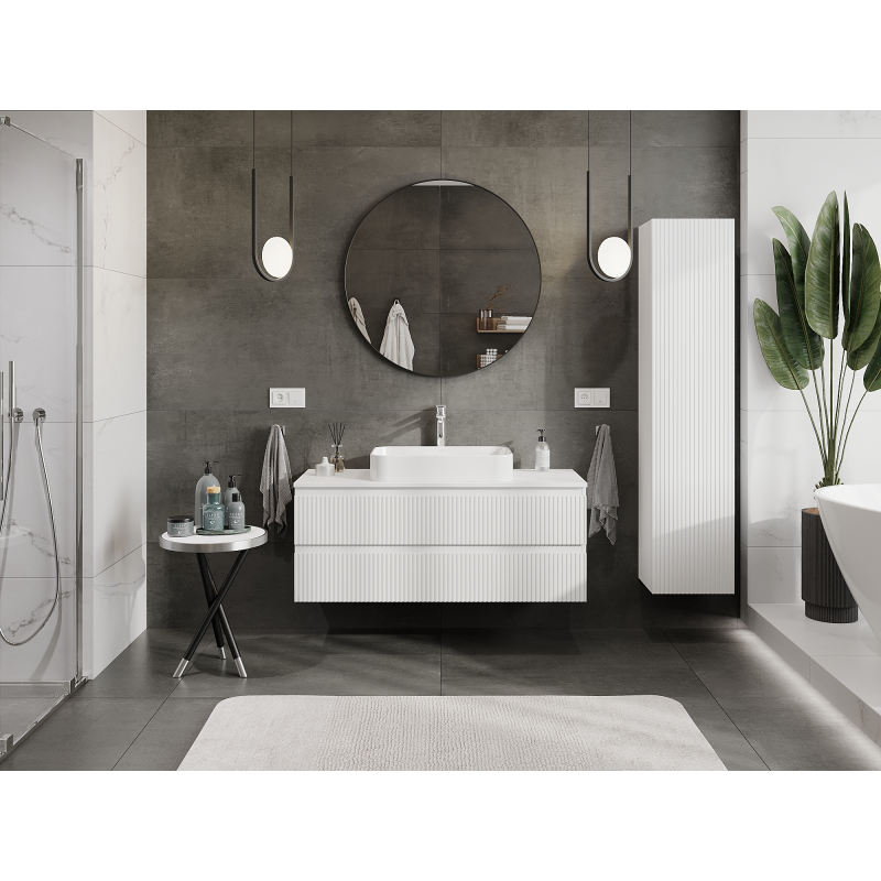 Mexen Rivel ντουλάπι μπάνιου κάτω από τον νιπτήρα 120 cm, 2 συρτάρια, αυλακωτό,