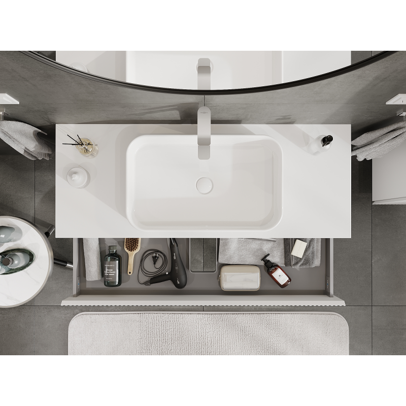 Mexen Rivel armario de baño bajo lavabo de 120 cm, 2 cajones, estriado, blanco mate - 91A20-12047-2-BFF01