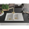 Mexen Gaspar granitische spoelbak met 1,5 compartimenten en afdruiprek en keukenkraan Duero, wit - 6507-20-671600-50