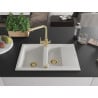 Mexen Gaspar Granitspüle 1,5-Becken mit Abtropffläche und Küchenarmatur Duero, weiß - 6507-20-671600-50