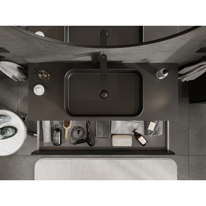 Mexen Rivel vannitoakapp valamu alla 120 cm, 2 sahtlit, sooniline, must matt - 91A20-12047-2-BFF71