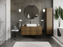 Mexen Rivel meuble de salle de bain sous-lavabo 120 cm, 2 tiroirs, rainuré, noyer - 91A20-12047-2-BFF86