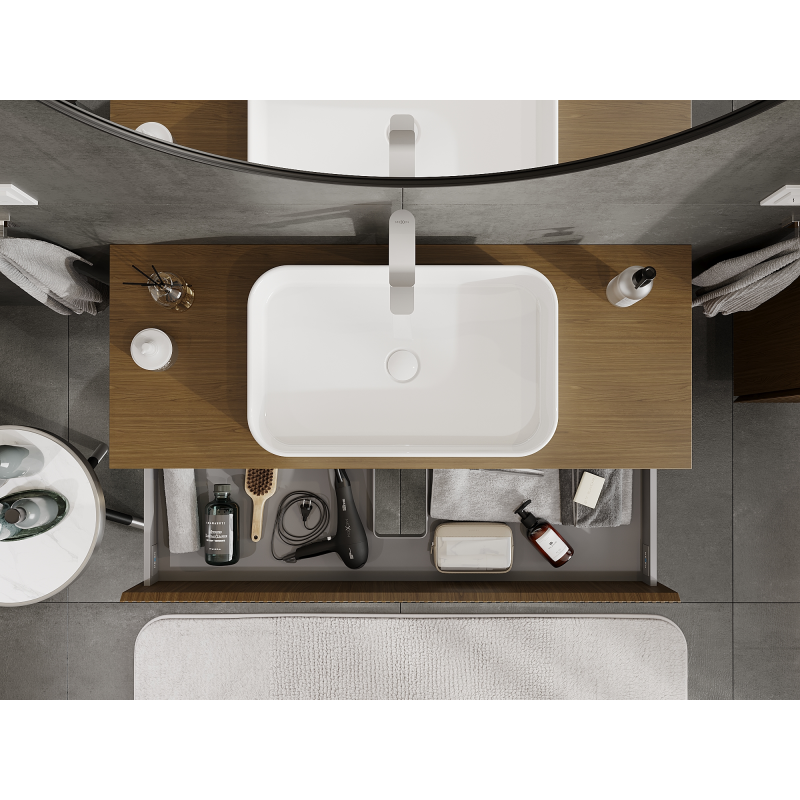 Mexen Rivel mueble de baño para lavabo 120 cm, 2 cajones, ranurado, nogal - 91A20-12047-2-BFF86