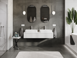 Mexen Rivel mueble de baño bajo lavabo de 140 cm, 1 cajón, ranurado, blanco mate - 91A20-14023-1-BF01