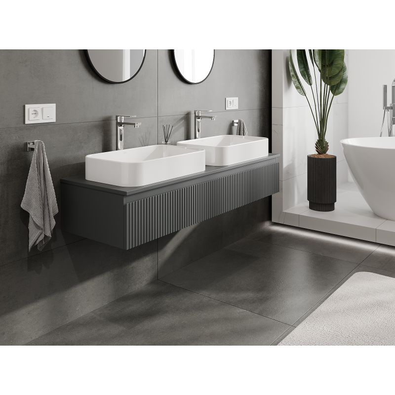 Mexen Rivel mueble de baño bajo lavabo 140 cm, 1 cajón, ranurado, grafito mate - 91A20-14023-1-BF66