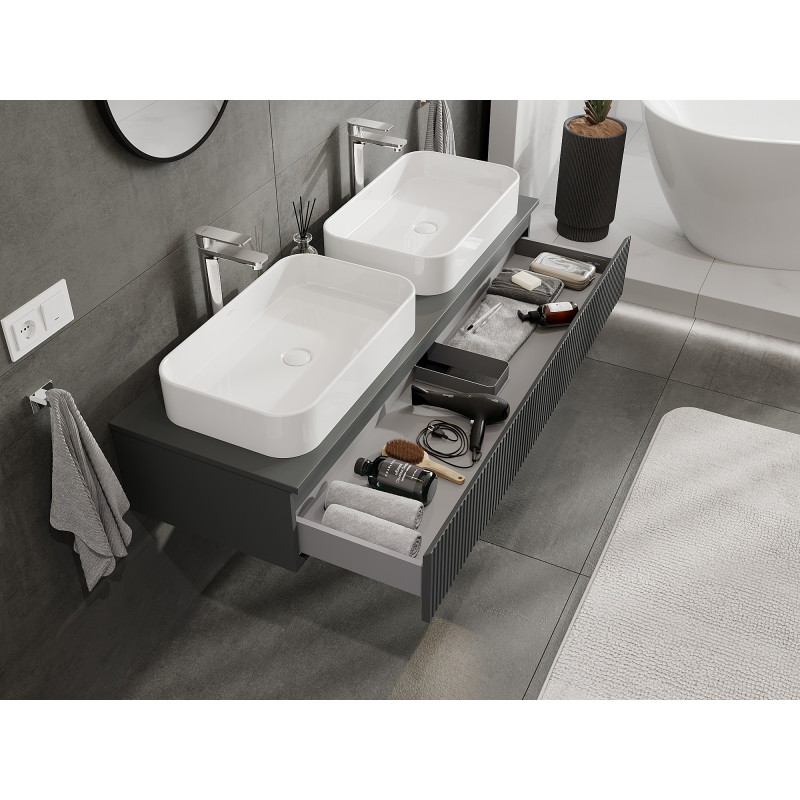 Mexen Rivel vannitoakapp kraanikausi all 140 cm, 1 sahtel, sooneline, grafiit matt - 91A20-14023-1-BF66