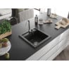 Mexen Vito Granite Sink 1-Bowl with Telma Kitchen Faucet, Black/Gold Metallic - 6503-75-670200-00