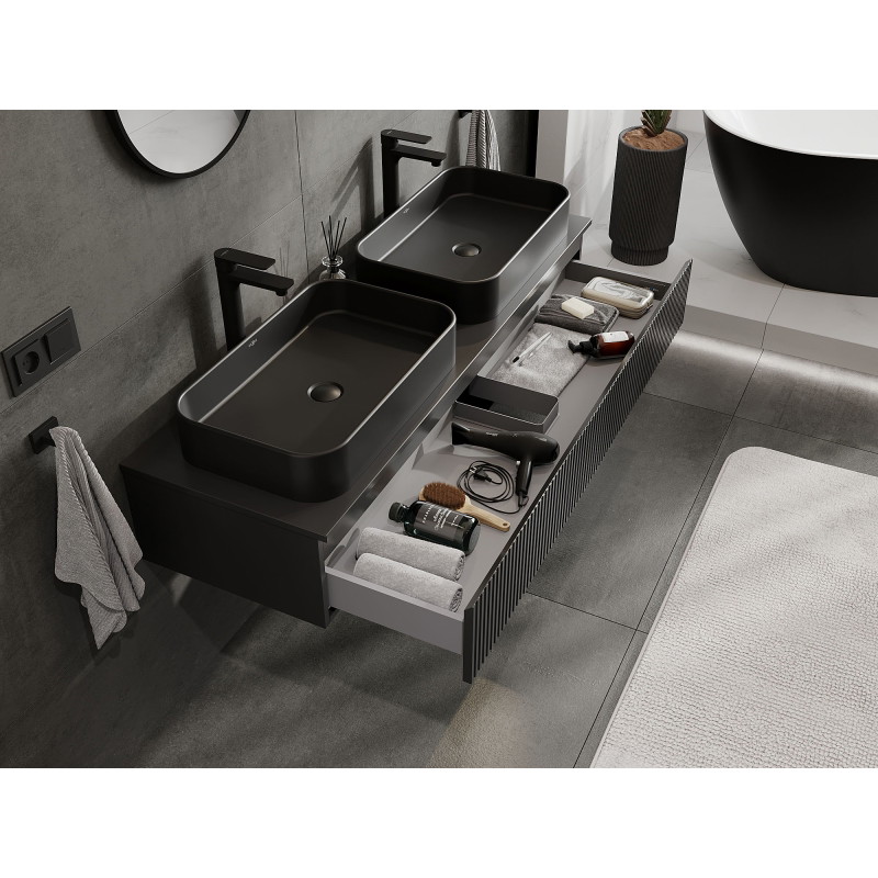 Mexen Rivel vannitoakapp 140 cm, 1 sahtel, sooniline, must matt - 91A20-14023-1-BF71