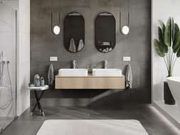 Mexen Rivel meuble de salle de bain sous-vasque 140 cm, 1 tiroir, rainuré, chêne - 91A20-14023-1-BF81