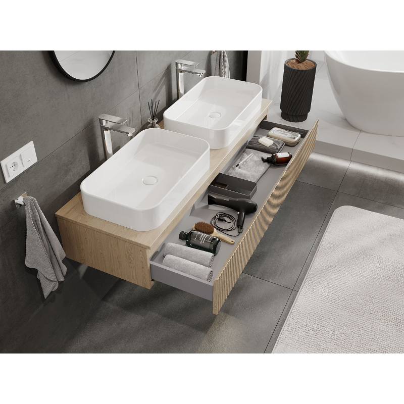 Mexen Rivel ντουλάπι μπάνιου κάτω από τον νιπτήρα 140 cm, 1 συρτάρι, ραβδωτό,