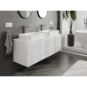 Mexen Rivel mobiletto da bagno sottolavabo 140 cm, 2 cassetti, scanalato, bianco opaco - 91A20-14047-2-BFF01