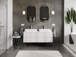 Mexen Rivel mobiletto da bagno sottolavabo 140 cm, 2 cassetti, scanalato, bianco opaco - 91A20-14047-2-BFF01