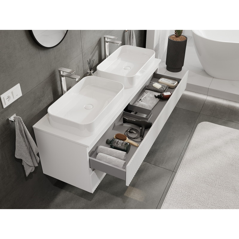 Mexen Rivel vannitoa valamukapp 140 cm, 2 sahtlit, sooniline, valge matt - 91A20-14047-2-BFF01
