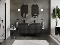Mexen Rivel meuble de salle de bain sous lavabo 140 cm, 2 tiroirs, rainuré, noir mat - 91A20-14047-2-BFF71