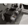 Mexen Rivel mobiletto da bagno sotto lavabo 140 cm, 2 cassetti, scanalato, nero opaco - 91A20-14047-2-BFF71