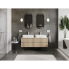 Mexen Rivel 140 cm Bathroom Cabinet Under Sink, 2 Drawers, Fluted, Oak - 91A20-14047-2-BFF81