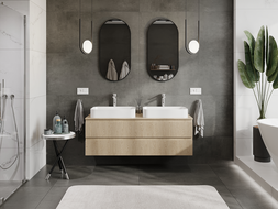 Mexen Rivel badkamer onderkast 140 cm, 2 laden, geribbeld, eik - 91A20-14047-2-BFF81