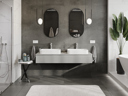 Mexen Rivel meuble de salle de bain sous-vasque 160 cm, 1 tiroir, rainuré, gris mat - 91A20-16023-1-BF62