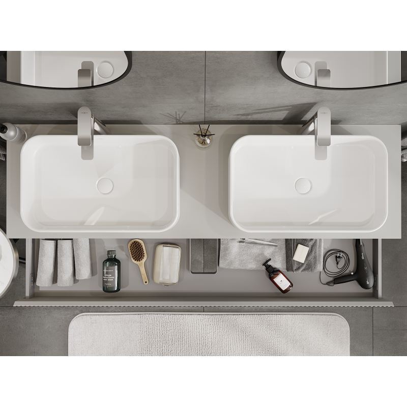 Mexen Rivel mobile da bagno sottolavabo 160 cm, 1 cassetto, scanalato, grigio opaco - 91A20-16023-1-BF62