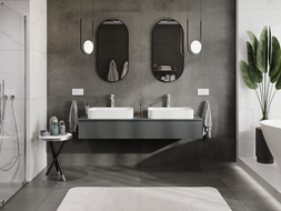 Mexen Rivel mueble de baño bajo lavabo 160 cm, 1 cajón, ranurado, grafito mate - 91A20-16023-1-BF66