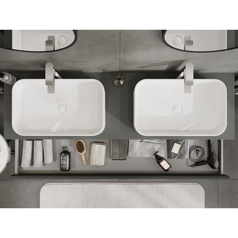 Mexen Rivel armário de casa de banho para lavatório 160 cm, 1 gaveta, canelada, grafite mate - 91A20-16023-1-BF66