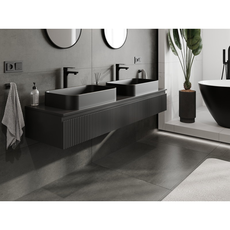 Mexen Rivel vannitoakapp valamu alla 160 cm, 1 sahtel, sooneline, must matt - 91A20-16023-1-BF71