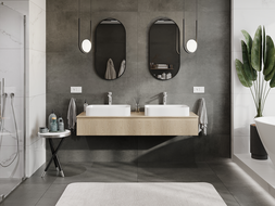 Mexen Rivel meuble sous-lavabo 160 cm, 1 tiroir, rainuré, chêne - 91A20-16023-1-BF81