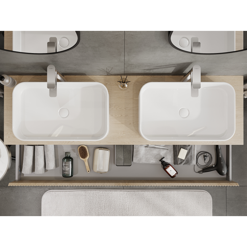 Mexen Rivel armario de baño bajo lavabo 160 cm, 1 cajón, ranurado, roble - 91A20-16023-1-BF81