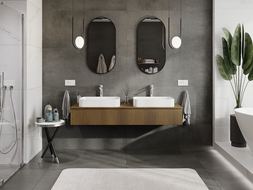 Mexen Rivel mobiletto da bagno sottolavabo 160 cm, 1 cassetto, scanalato, noce - 91A20-16023-1-BF86