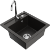 Mexen Vito évier en granit 1 cuve avec mitigeur de cuisine Telma, noir/metallic doré - 6503-75-670200-00