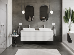 Mexen Rivel mobile da bagno per lavabo 160 cm, 2 cassetti, scanalato, bianco opaco - 91A20-16047-2-BFF01