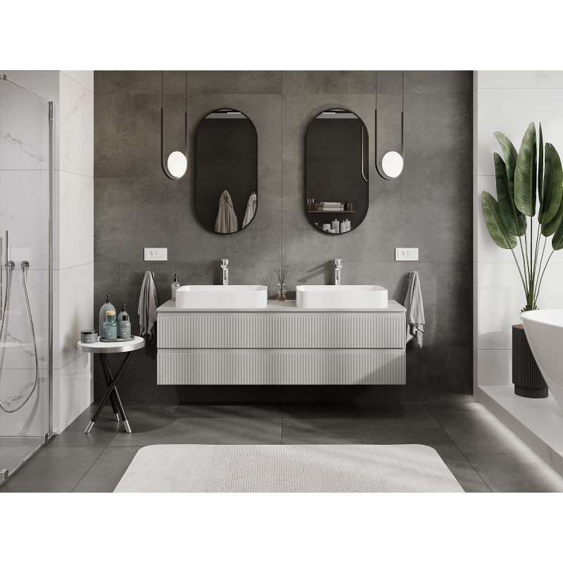 Mexen Rivel ντουλάπι μπάνιου κάτω από νιπτήρα 160 εκ., 2 συρτάρια, αυλακωτό,