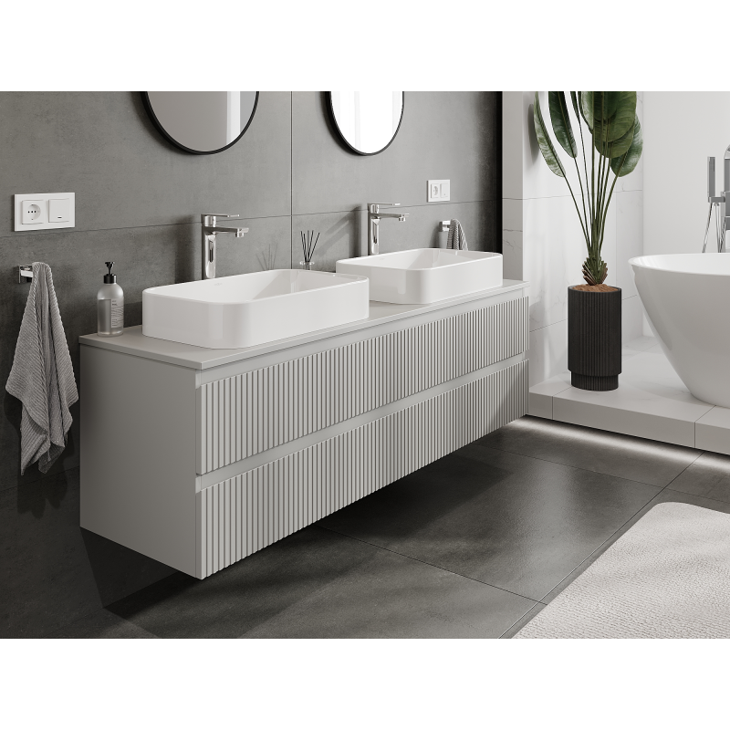 Mexen Rivel ντουλάπι μπάνιου κάτω από νιπτήρα 160 εκ., 2 συρτάρια, αυλακωτό,