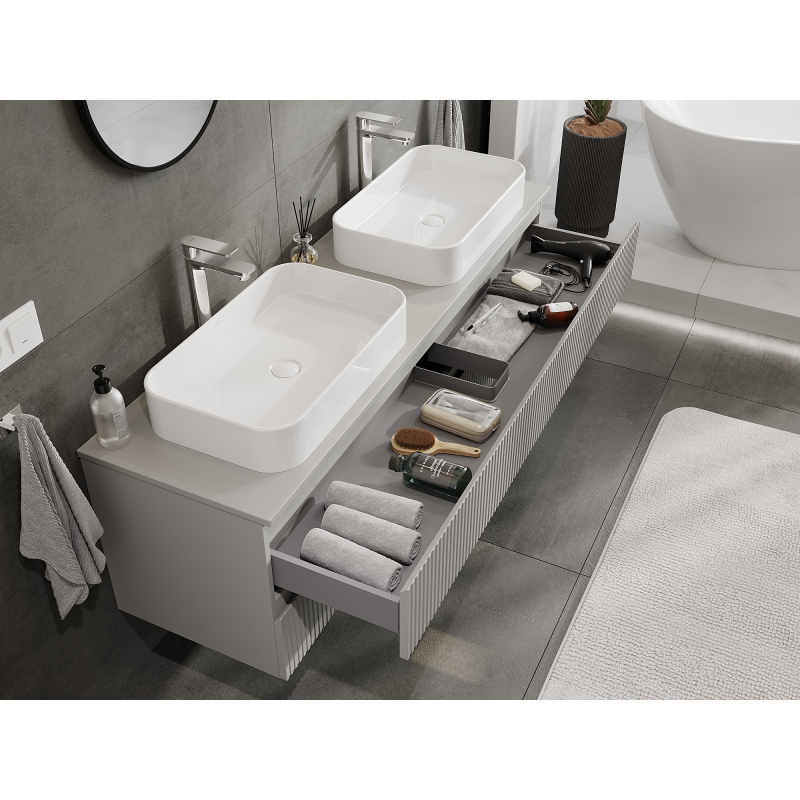 Mexen Rivel ντουλάπι μπάνιου κάτω από νιπτήρα 160 εκ., 2 συρτάρια, αυλακωτό,