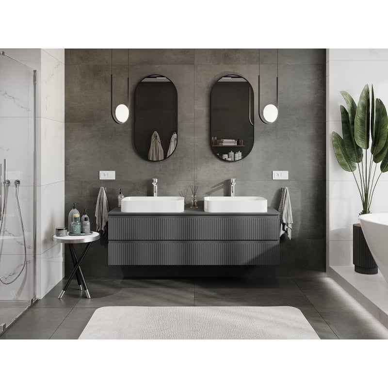 Mexen Rivel vannitoakapid valamu alla 160 cm, 2 sahtlit, sooneline, matt grafiit - 91A20-16047-2-BFF66