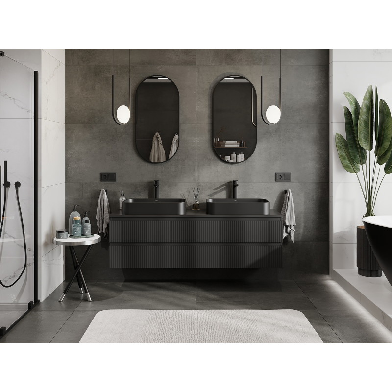 Mexen Rivel vannitoaalus 160 cm, 2 sahtlit, sooneline, must matt - 91A20-16047-2-BFF71