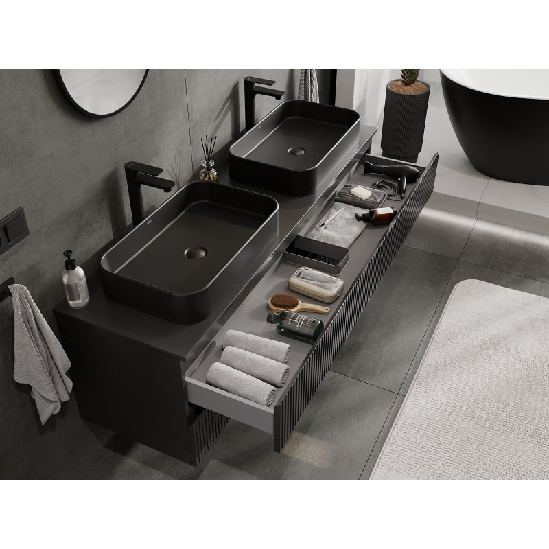 Mexen Rivel vannitoaalus 160 cm, 2 sahtlit, sooneline, must matt - 91A20-16047-2-BFF71