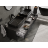 Mexen Rivel meuble de salle de bain sous-vasque 160 cm, 2 tiroirs, rainuré, noir mat - 91A20-16047-2-BFF71