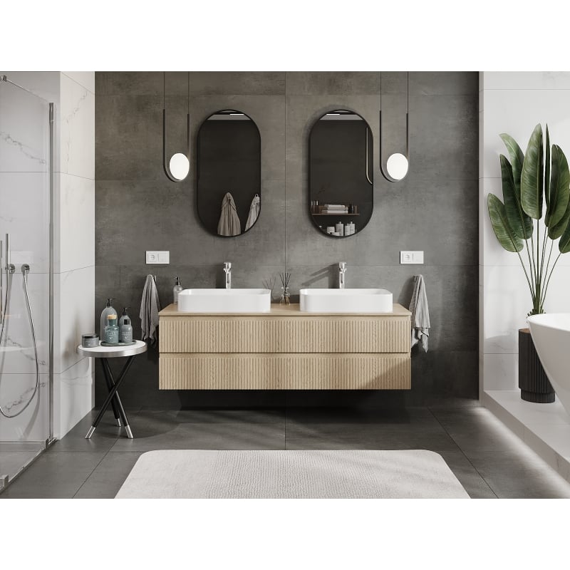 Mexen Rivel vannitoa kapp 160 cm, 2 sahtlit, rihveldatud, tamm - 91A20-16047-2-BFF81