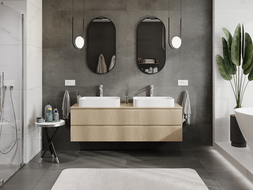 Mexen Rivel Badezimmerschrank unter dem Waschbecken 160 cm, 2 Schubladen, geriffelt, Eiche - 91A20-16047-2-BFF81