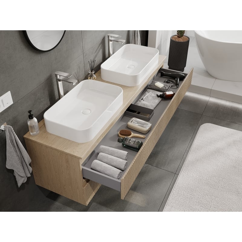 Mexen Rivel vannitoa kapp 160 cm, 2 sahtlit, rihveldatud, tamm - 91A20-16047-2-BFF81