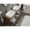 Mexen Rivel bathroom cabinet under sink 160 cm, 2 drawers, fluted, walnut - 91A20-16047-2-BFF86