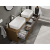 Mexen Rivel meuble de salle de bain sous-vasque 160 cm, 2 tiroirs, rainuré, noyer - 91A20-16047-2-BFF86