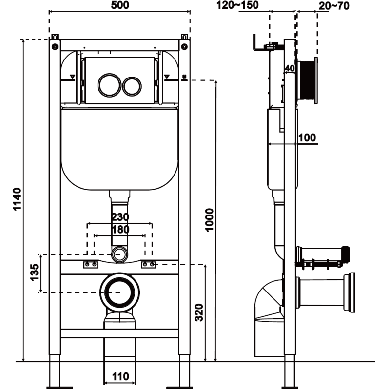 Mexen Tex E estructura empotrada para WC - 61109