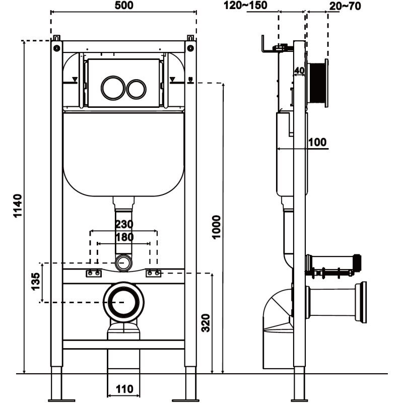 Mexen Tex Air E bastidor empotrado neumático para WC - 61109A