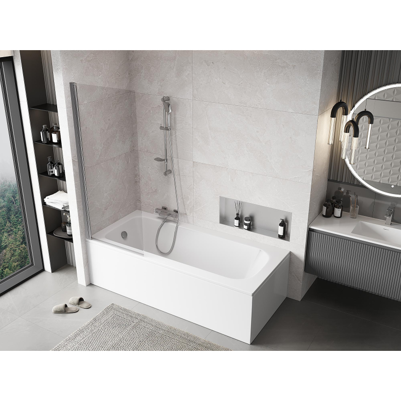 Mexen Mist 1-krilna kadna zavesa 70 x 150 cm, prozorna, krom - 8A9-070-001-01-00