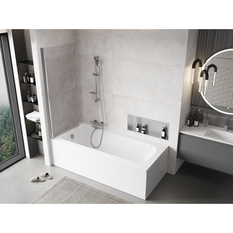 Mexen Mist duschskärm 1-vikbar 70 x 150 cm, transparent, krom - 8A9-070-001-01-00